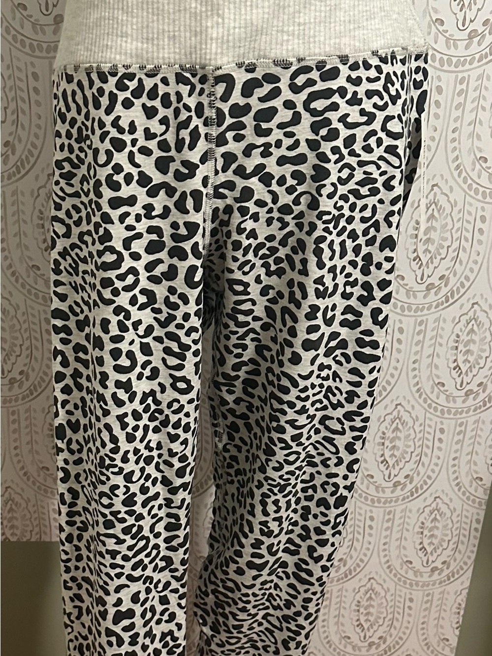 Black & White Leopard Print Lounge Pants by Theo and Spence